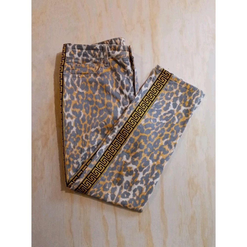 Joe's Jeans Leopard Gold Sparkly Geometric Trim $189. Ankle Mid Rise 32 - Picture 11 of 12
